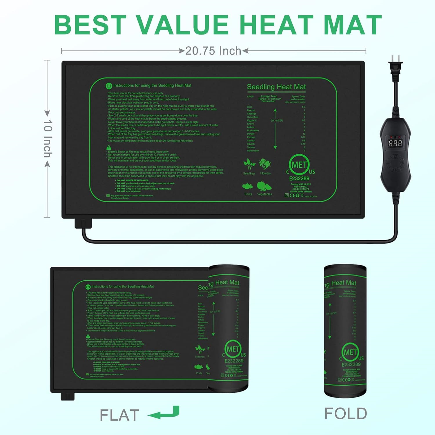 디지털 온도 조절기가 있는 묘목 열 매트, 실내 식물  - Seedling Heat Pad 리뷰 및 가격